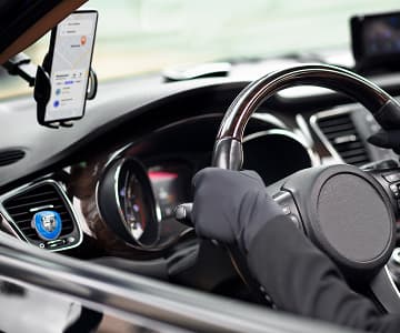 Taxi service app in car